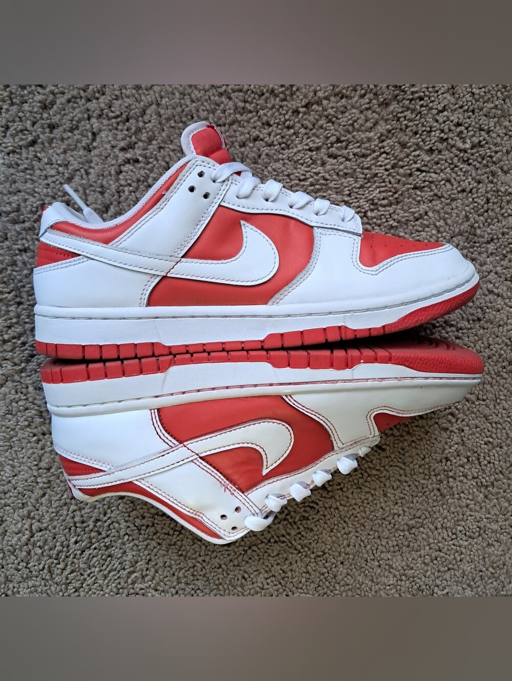 Nike Dunk Low Championship Red Leather Shoes Mens Size 7.5